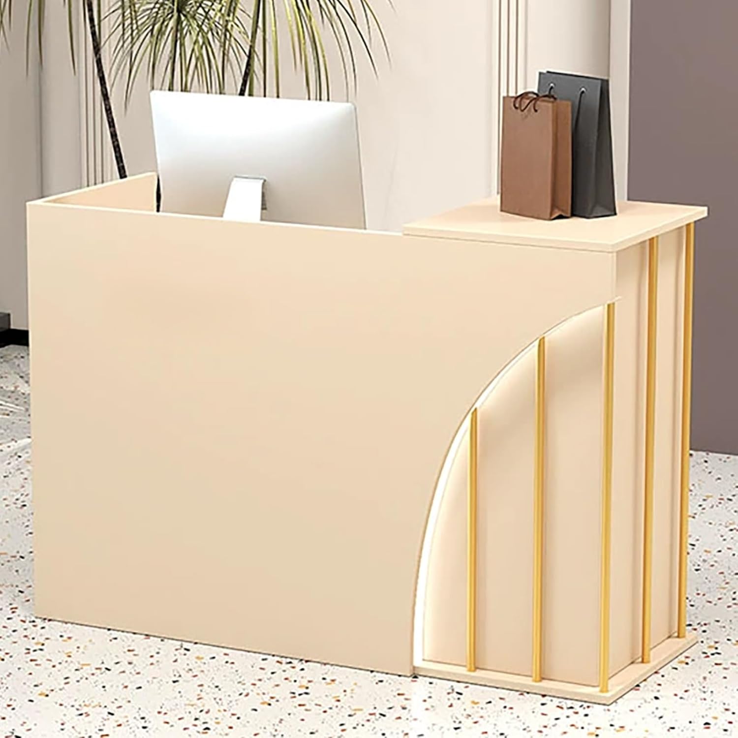 人気 EKDJSN レジカウンター、ケーブルグロメット付き受付カウンター