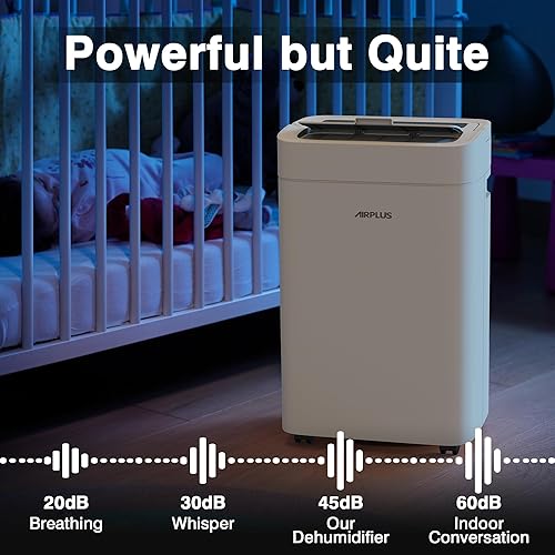 Miniatura 3 de AIRPLUS Deshumidificador de 4500 pies cuadrados para sótano, deshumidificadores de 70 pintas para el hogar con manguera de drenaje, drenaje
