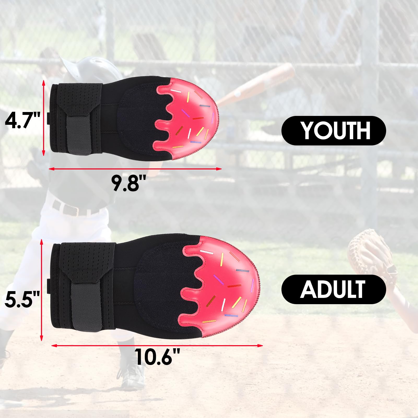Baseball Sliding Mitt Left Right Hand Universal Embroidery Pattern Elastic Baseball Hand Guard Sliding Mitt for Softball (Rose red)