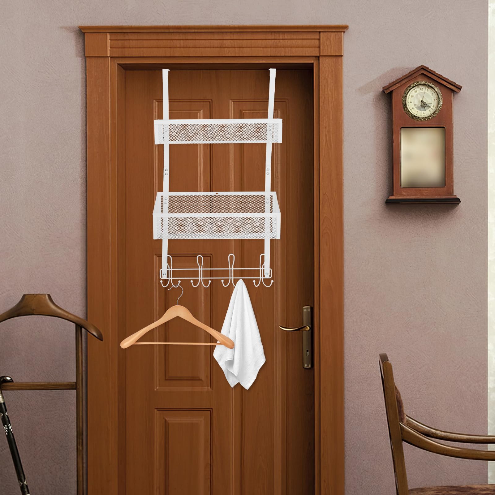 Cesta Organizadora Detrás Puerta de Hierro Color Blanco