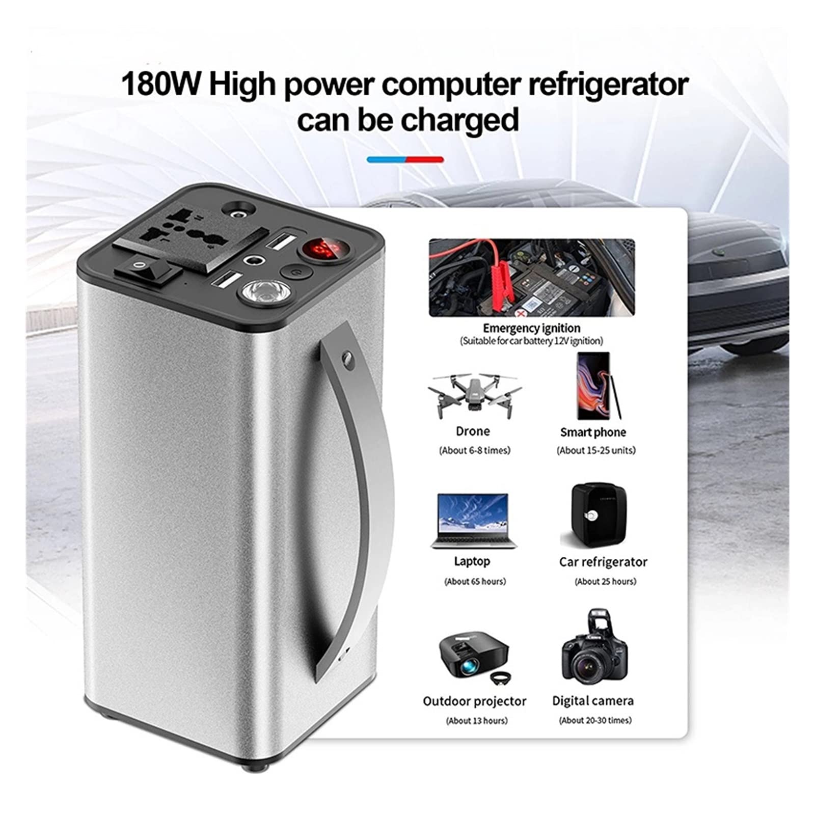 PROPFE 220V 180W Power Bank Générateur Solaire 110V 45000mAh USB C AC Alimentation par Batterie Externe pour Camping en Plein air (Color : 45000mah Black, Size : 110V)
