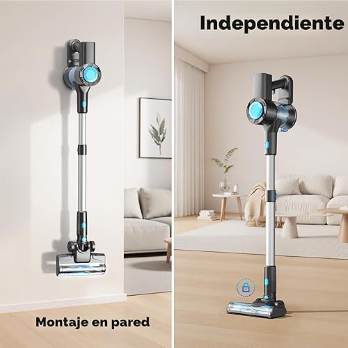 Miniatura 9 de Aspiradora inalámbrica, potente aspiradora ligera con autoportante, antienredos, aspiradora recargable 8 en 1 para el hogar, suelos de madera dura,