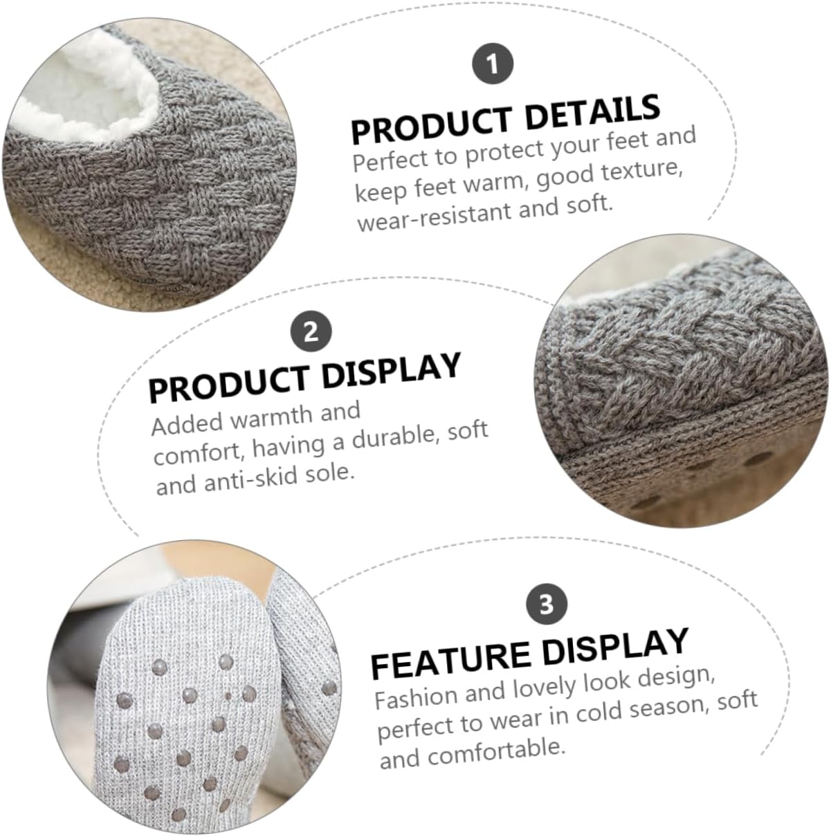 BESTYASH Thick Warm Winter Socks Anti-skid Floor Socks Grippers for Men Slipper