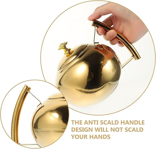 Miniatura 2 de Tetera de gran capacidad de 1.5 l2 l con infusores para estufa de té suelta, tetera de acero inoxidable con filtro de hoja de té (color dorado-1.5 l)