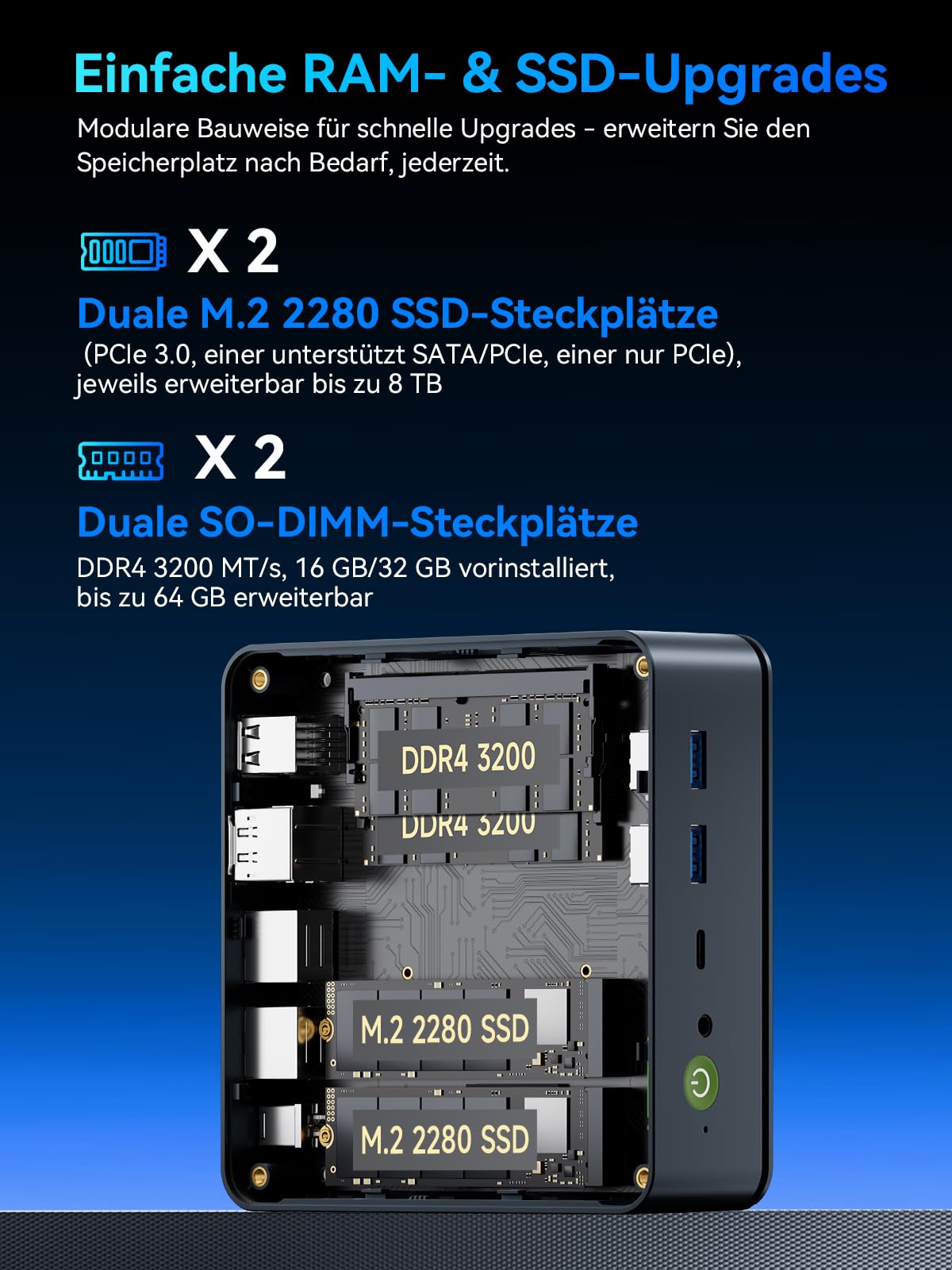 GMKtec [3-Jahren-Garantie AMD Mini PC Ryzen 7 7730U(Beats 7430U/5825U)(8K/16T bis 4.5GHz) M5 Ultra Micro PC 32GB DDR4 512GB M.2 SSD, mit Dual 2.5G LAN|WiFi6E|4K Triple Display|USB C für Gaming & Büro
