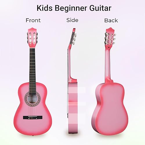 Vista 19 de ADM - Guitarra acústica para principiantes de 30 pulgadas, cuerdas de nailon, guitarra de madera para niños y estudiantes, lecciones en línea