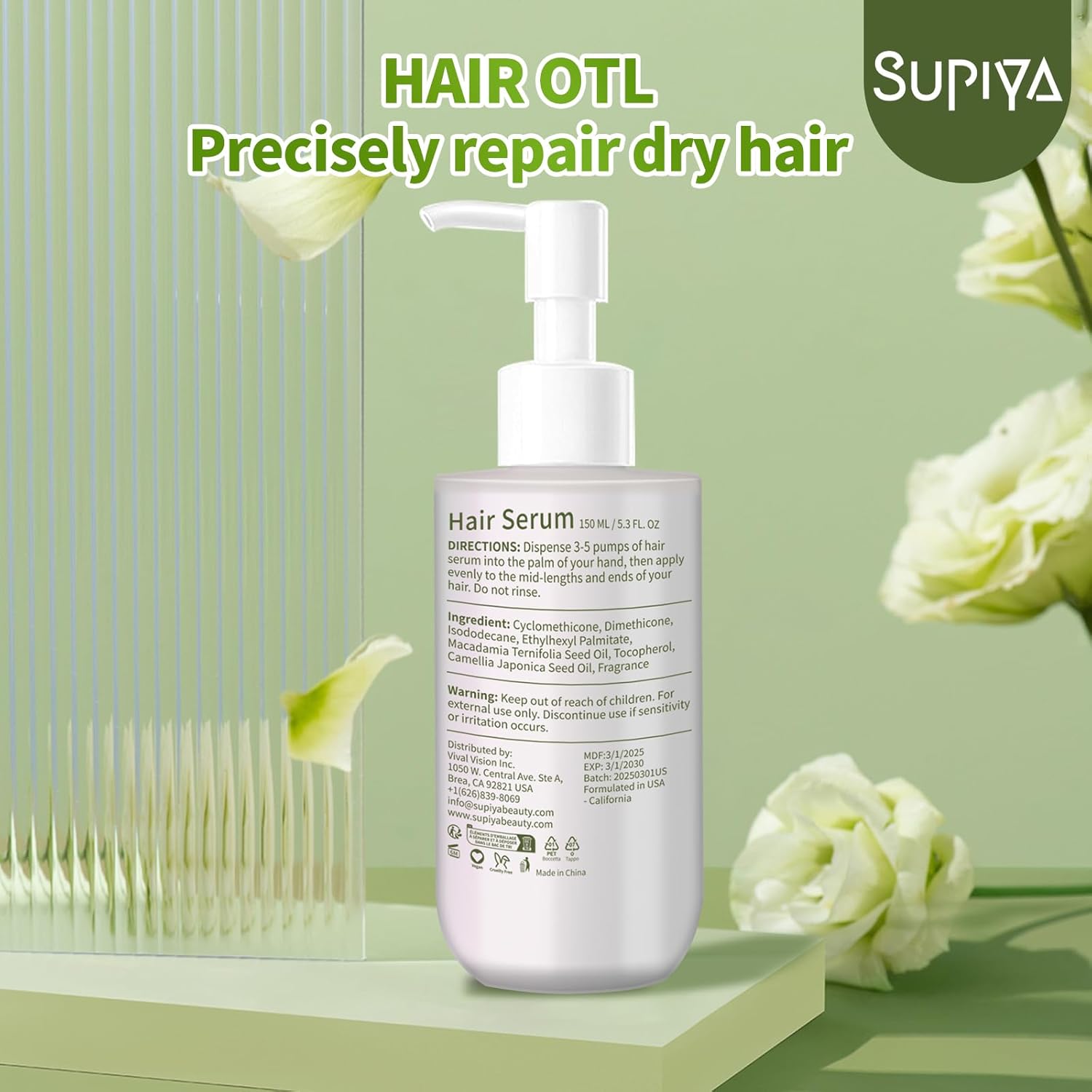 Hair Oil for Frizzy Hair - Hydrates & Smoothes Hair, Essential Oils Heat Protectant, 100% Pure Hair Serum with Camellia Seed Oil for Dry & Split Ends - Image 7