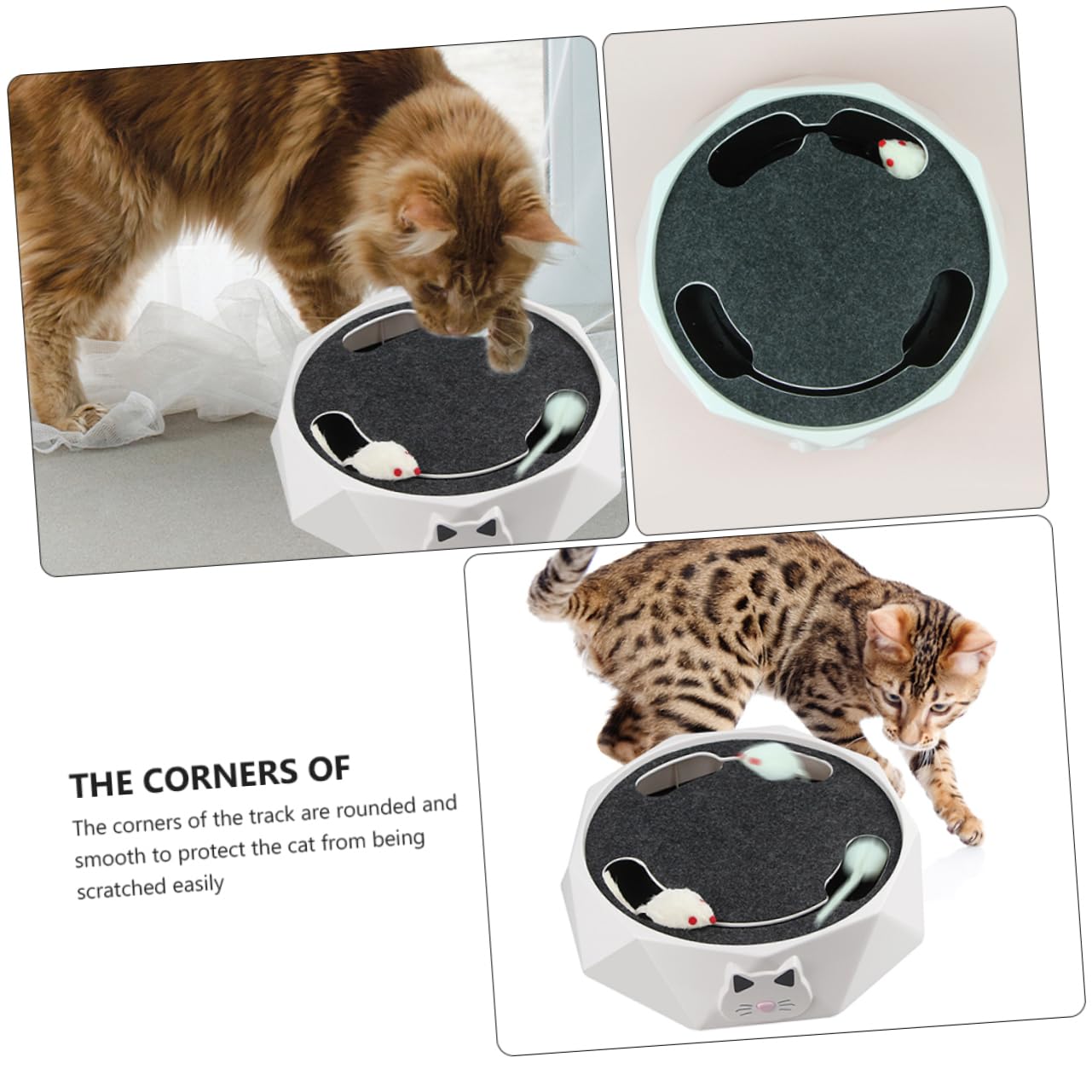 Juguete Eléctrico de Ratón Excavador para Gatos, Blanco, Abs | Acción Automática de Esconderse y Salir, Portátil, Funciona 3 Pilas Aa