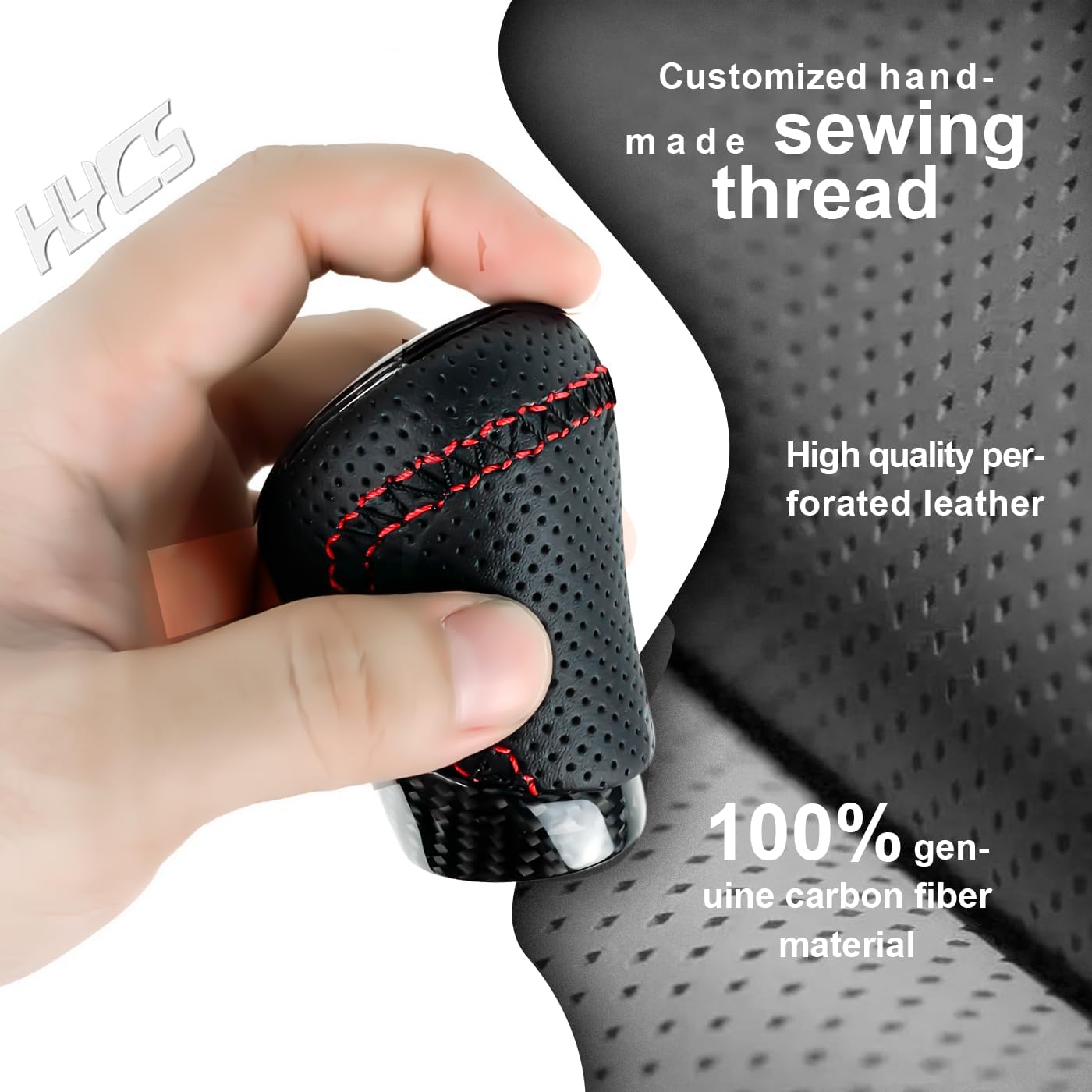 Car Interior Accessories Real Carbon Fiber Shift Knob Black Perforated Leather for Lexus RC RX NX GS is 200T 300h 350