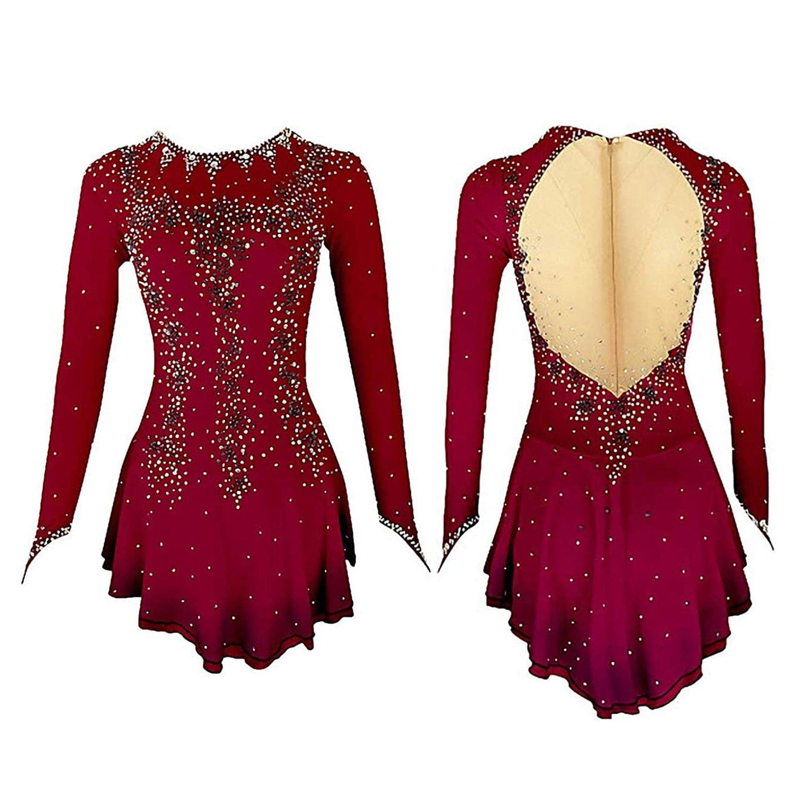 Eiskunstlauf Kleid für Mädchen Skaten Rock Stretchy Skating Performance Wettbewerb Turnanzug Kostüm Frauen Atmungsaktive Handgemachte Ballett Tanz Rock