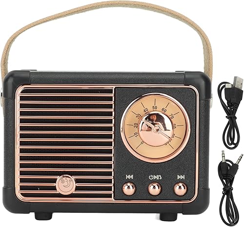 Altavoz Bluetooth retro inalámbrico vintage pequeño altavoz con sonido estéreo Estilo antiguo Mini altavoz inalámbrico portátil para cocina,