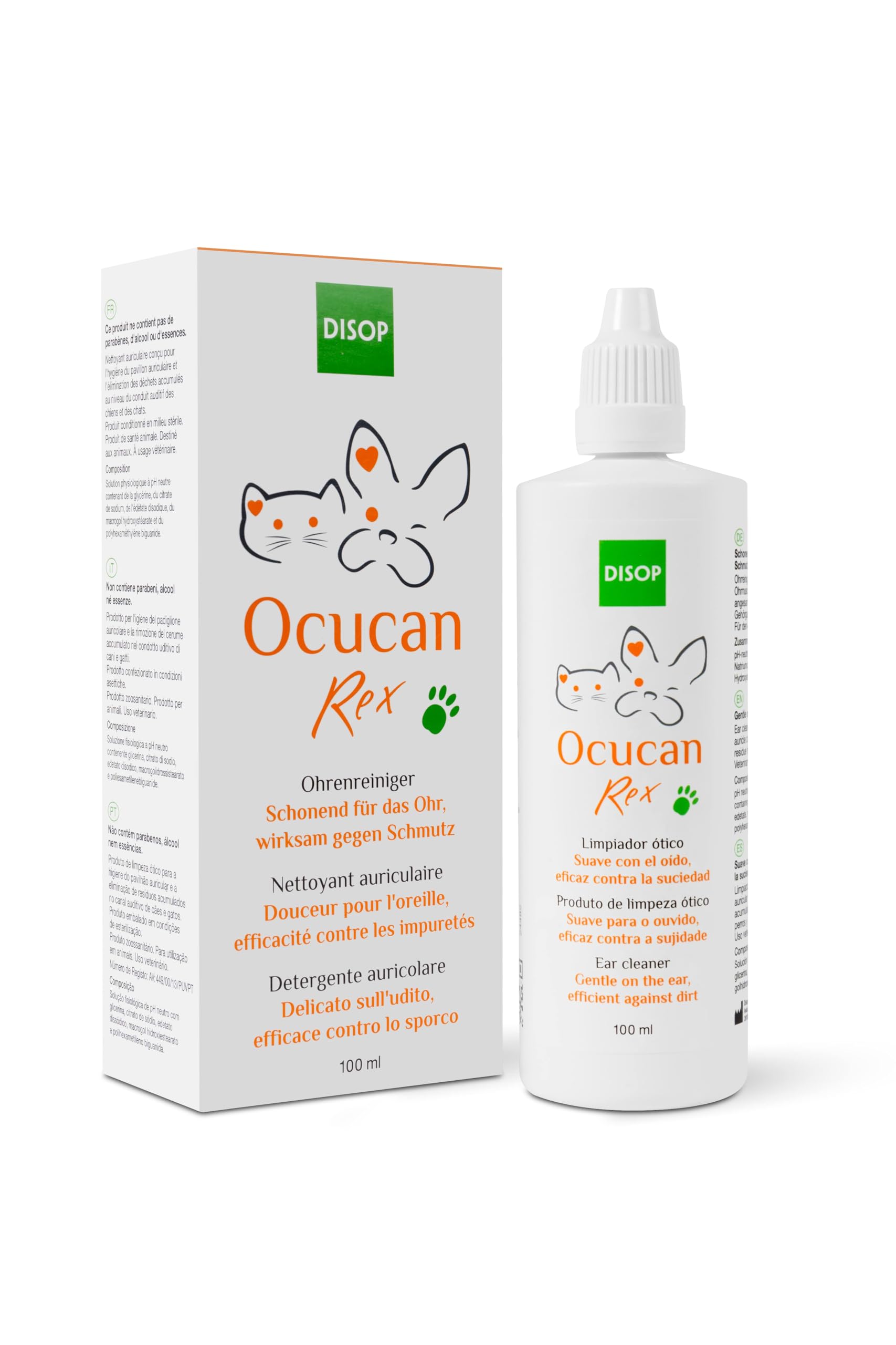 Ocucan Rex Limpiador de Oídos para Perros y Gatos Suave y Eficaz contra la Suciedad, 100 ml