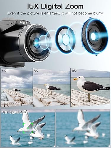 Miniatura 3 de Cámara digital 8K, cámaras de 64 MP para fotografía con pantalla abatible de 3 pulgadas, zoom 16X, WiFi y enfoque automático, cámara de vlogging