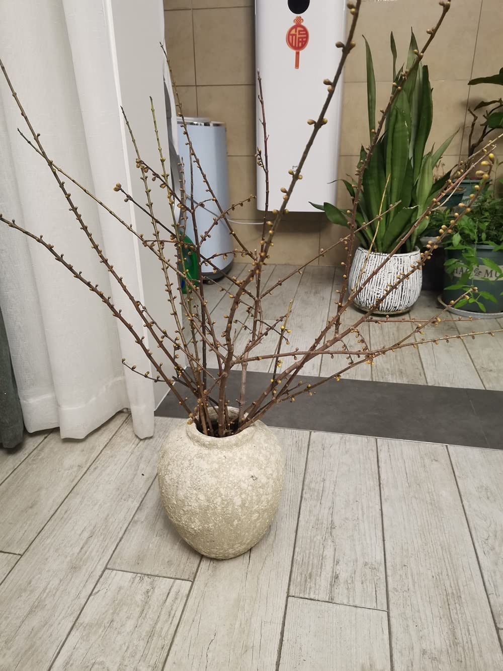 Jarrón de escritorio, jarrón de suelo retro para el hogar, jarrón moderno con flores secas, adornos decorativos, macetas de barro retro, cerámica de piedra hecha a mano, decoración para sala de estar