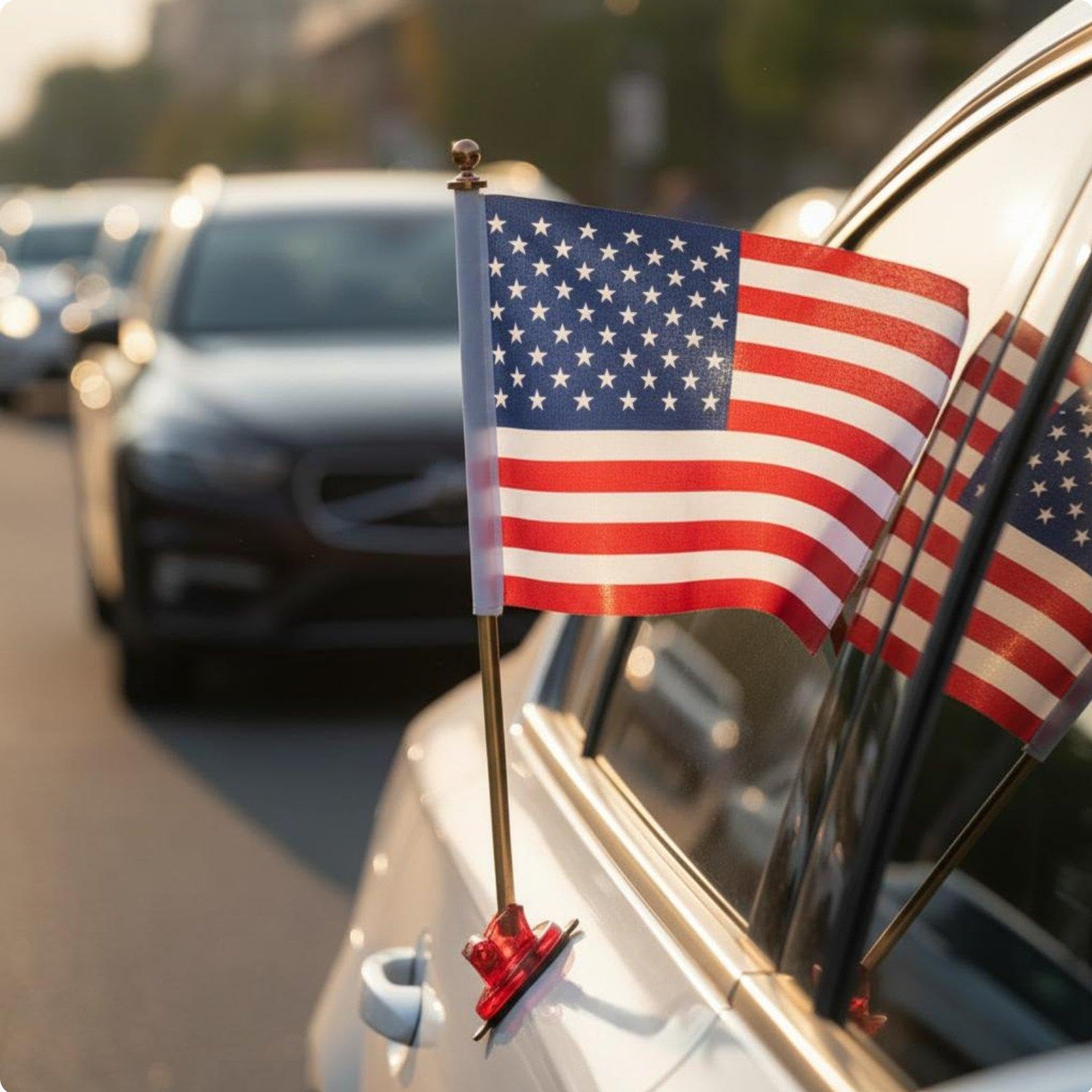 Suction Cup Car Flag Mount Adjustable Angle Vehicle Flag Pole Kit Easy Installation for Patriotic Supporters, Veterans, Processions Red-image-36
