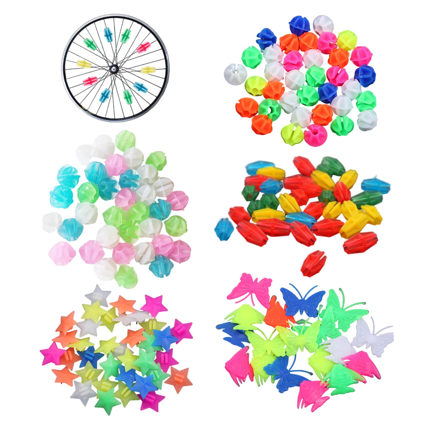 Cuentas para radios de bicicleta con facil enganche clip multicolor de plastico 170 unidades 7