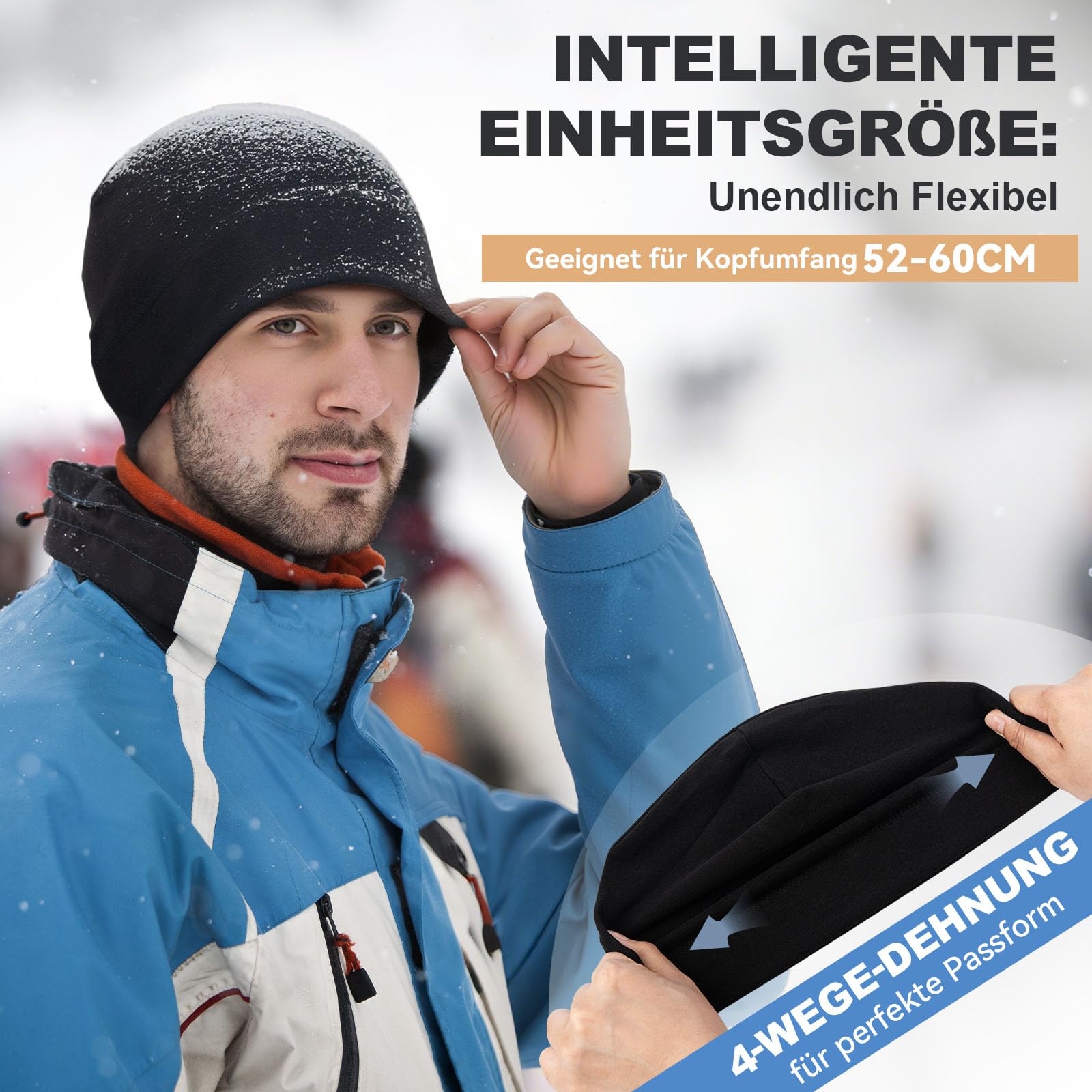 HIKENTURE Czapka zimowa dla mężczyzn i kobiet, wiatroszczelna czapka do biegania, ciepła czapka rowerowa, czapka z polaru, pod kask rowerowy, kask narciarski, czapka sportowa do jazdy na rowerze