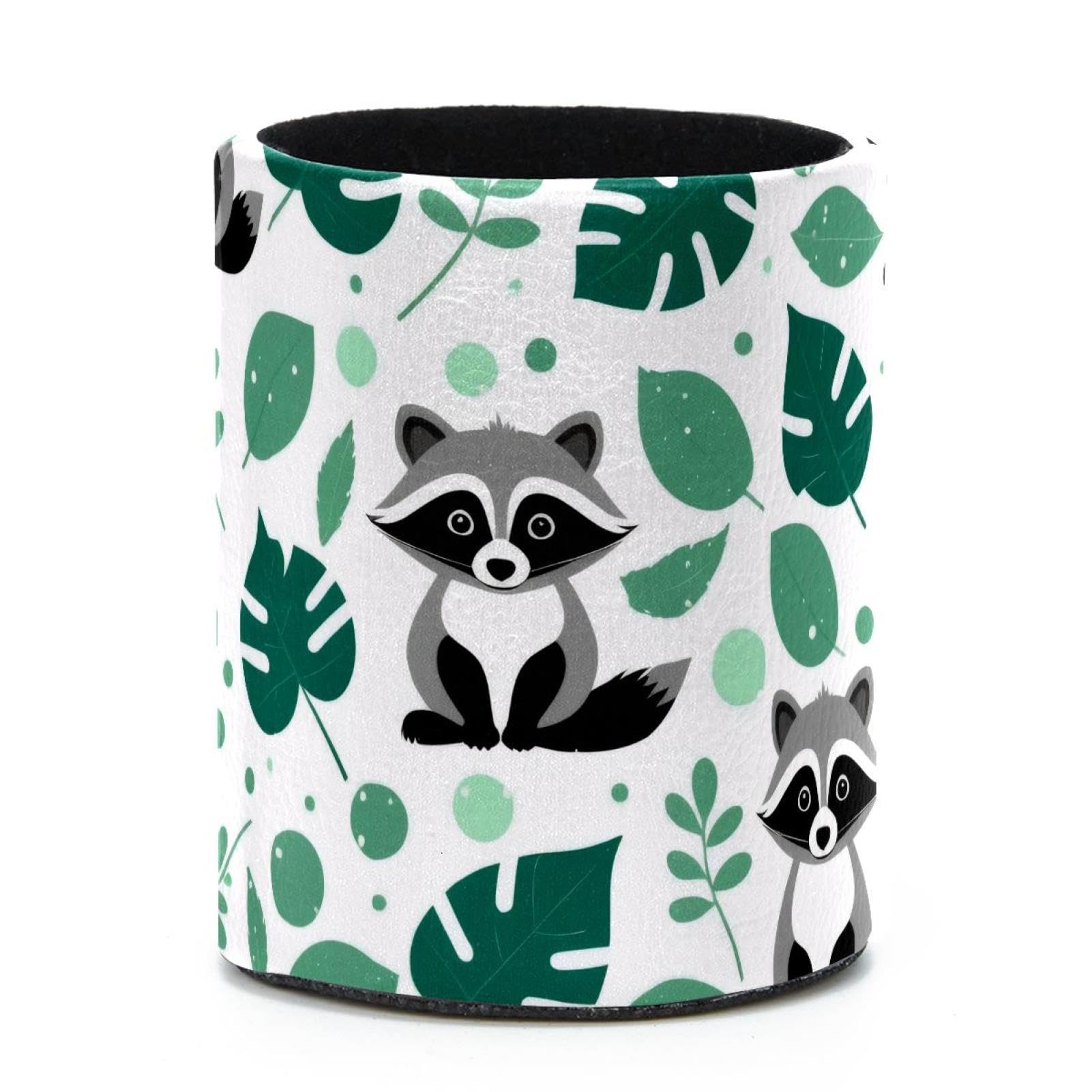 VAPOKF Round Pencil Holders for Desk, Raccoon Pen Holders Pen Pot Makeup Brushes Storage Desktop Stationery Supplies Organiser for Home Office