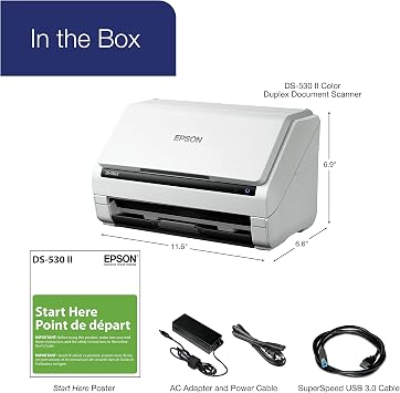 Epson DS-530 II Color Duplex Document Scanner for PC and Mac with Sheet