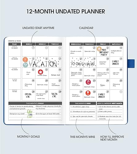 Miniatura 4 de JASLEKO Planificador semanal y mensual sin fecha planificador de vida para mejorar la productividad gestión del tiempo y lograr tus objetivos