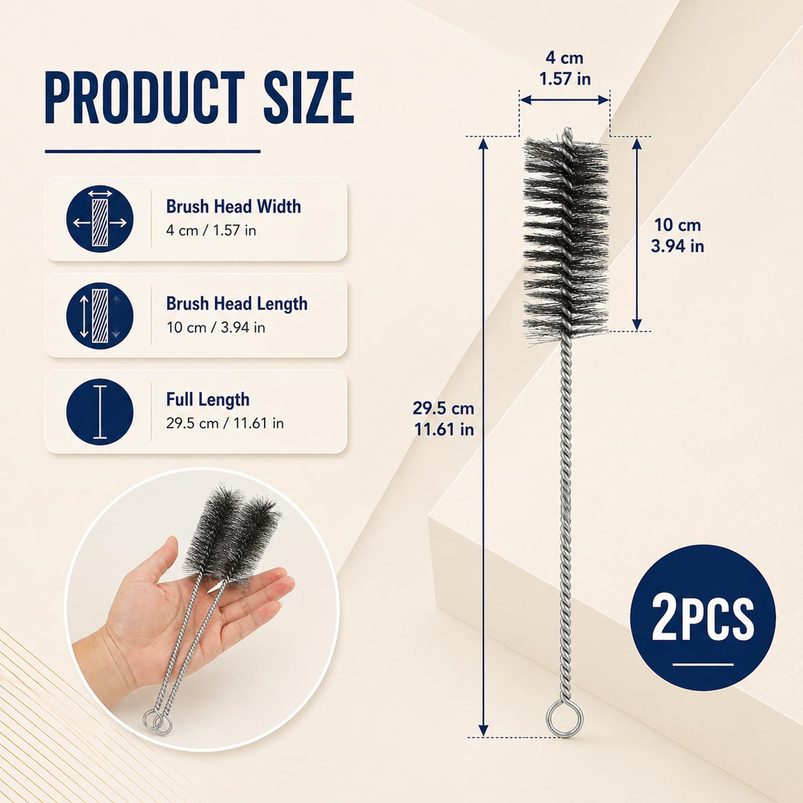 Brosse pour Tuyau de poêle Ø 40 mm, Ensemble de Ramonage Universel, Goupillon Acier