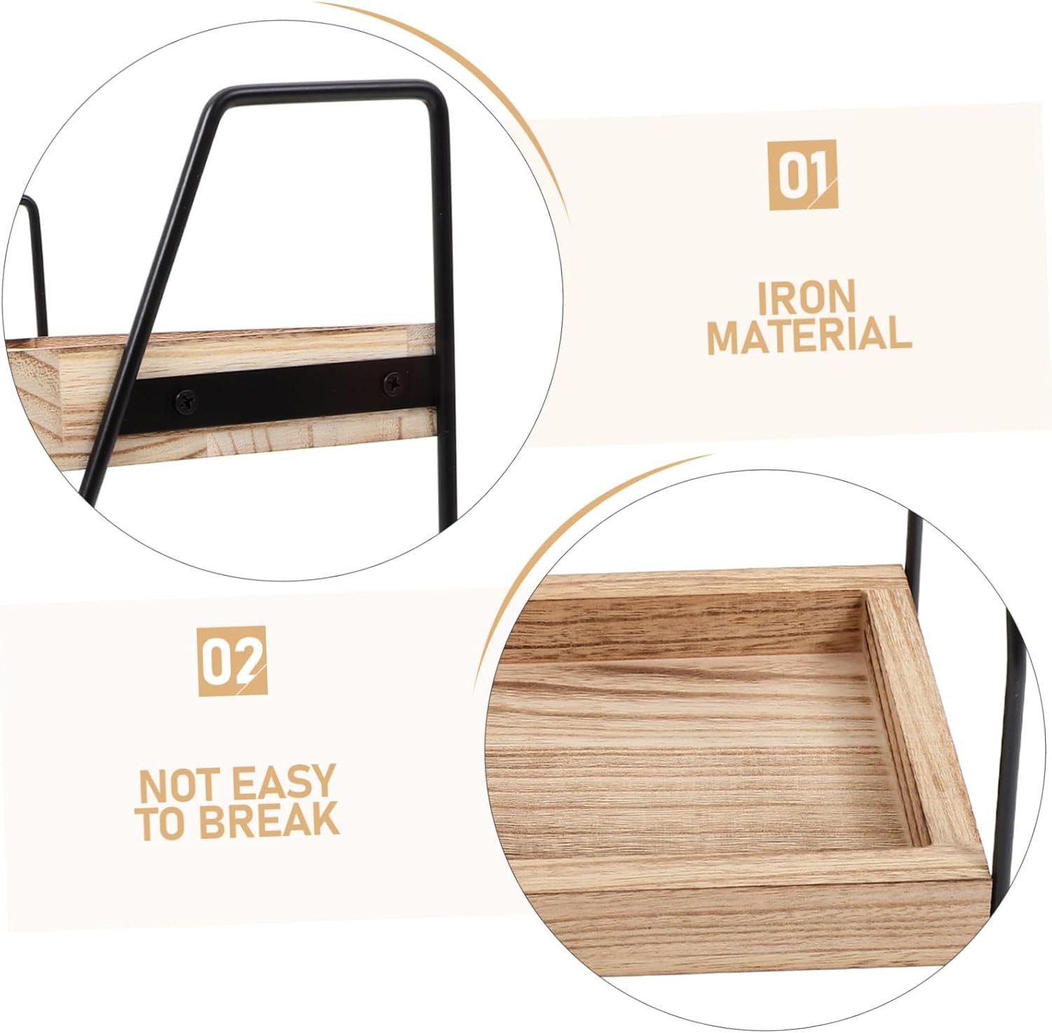 Wooden Double Spice Jar Rack with Iron Frame Multi Purpose Kitchen and Bathroom Storage Shelf Strong Bearing Capacity Organizer for Seasoning Bottles and Makeup Accessories