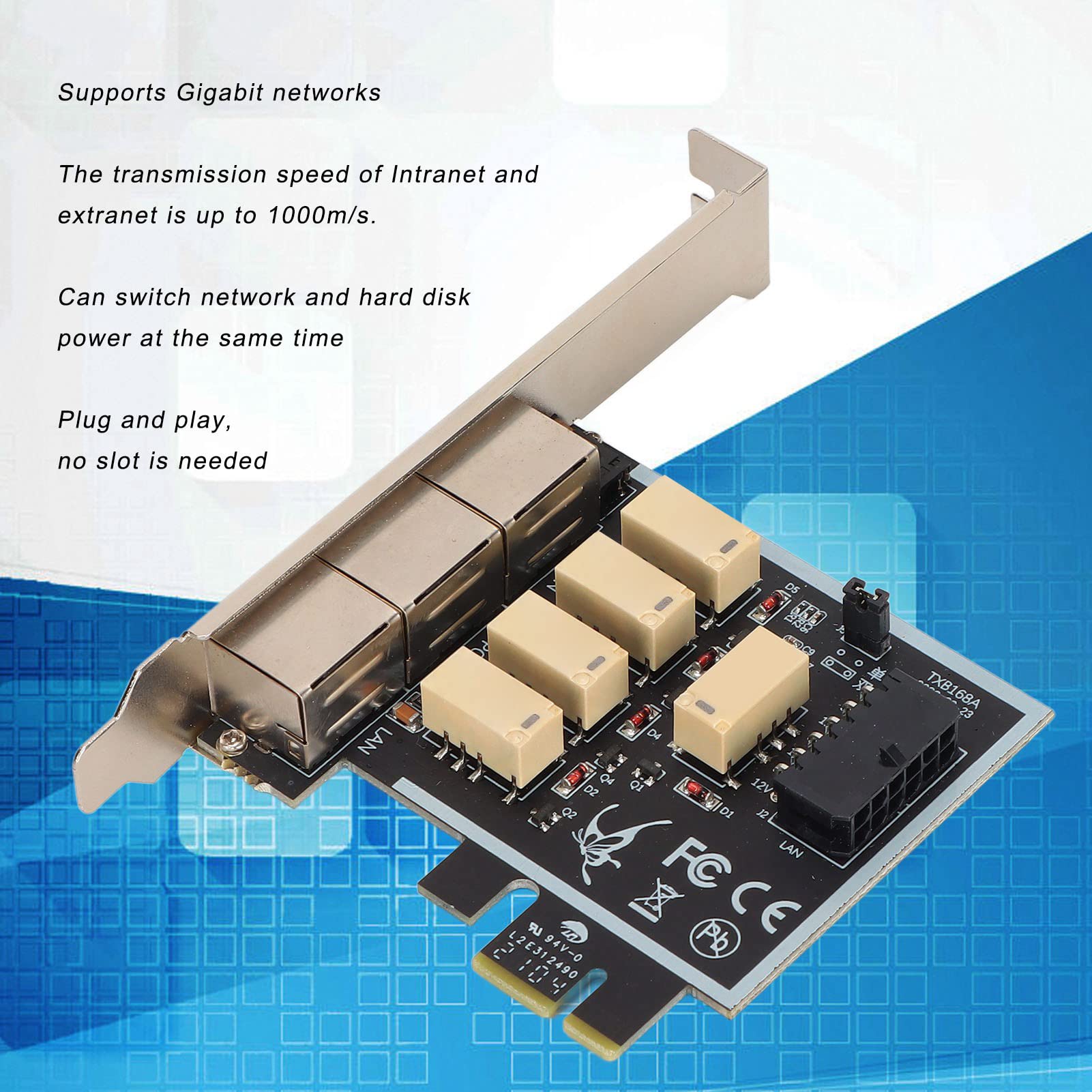 Wakects Physical Driver Separated Card, Gigabit PCI Express 3 Port
