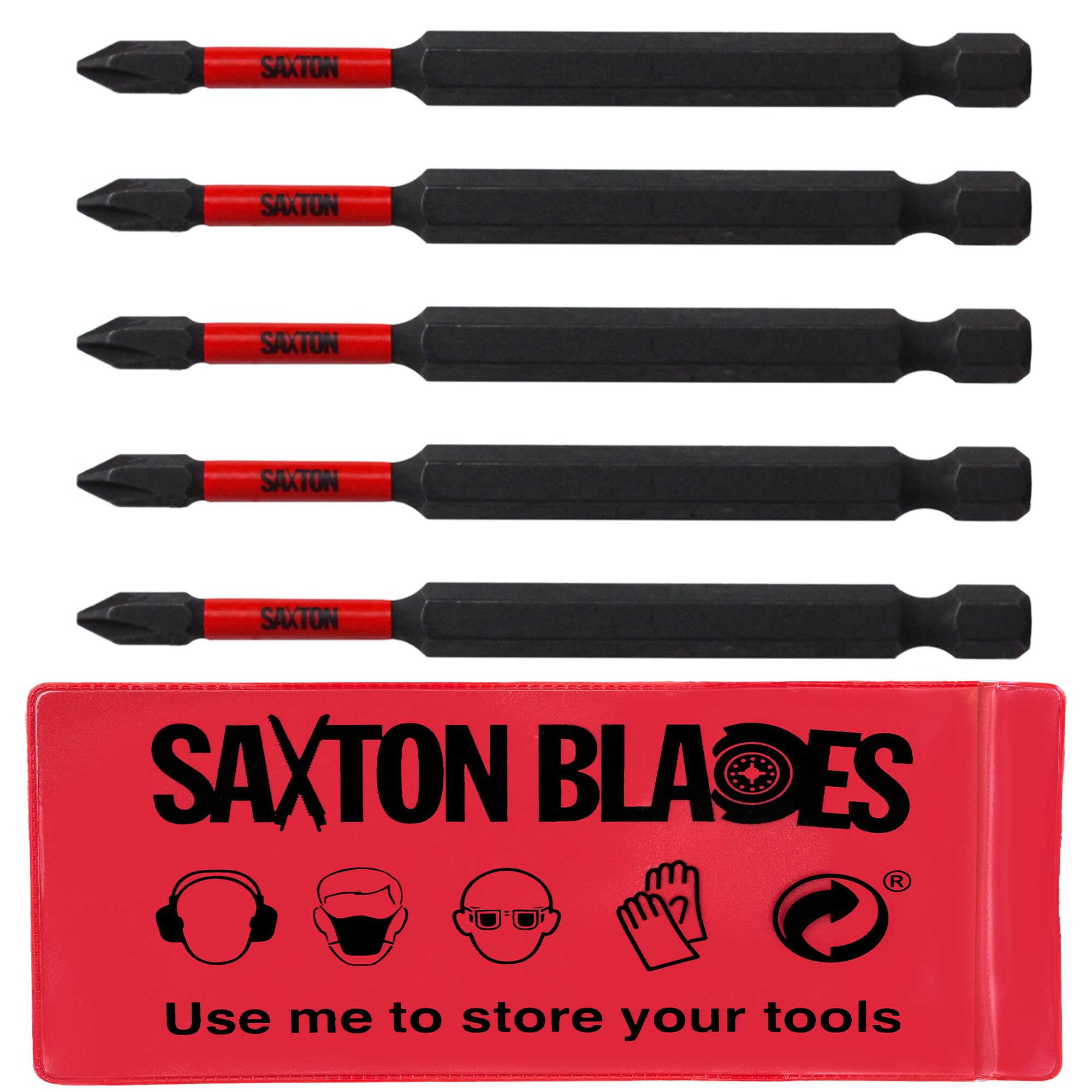 5 x Saxton 89mm PH1 Magnetic Impact Screwdriver Driver Bits Set Phillips Heavy Duty Compatible with Dewalt Milwaukee Bosch Makita etc