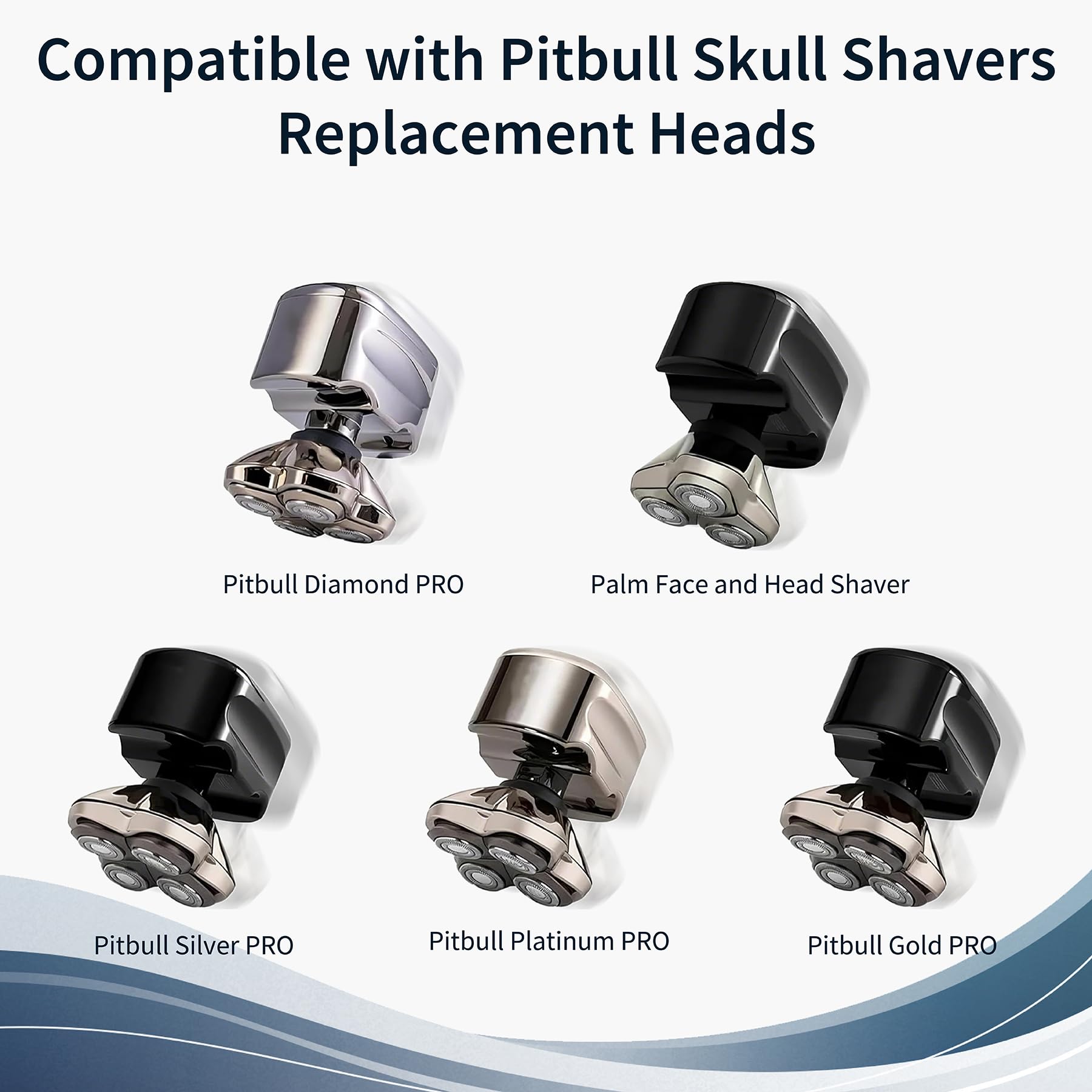 8 Pezzi Teste di Ricambio Lame di Ricambio Testa di Rasatura Compatibile con Pitbull Skull Shaver Rasoio Elettrico Barba Per Rasoio Baldo Uomini