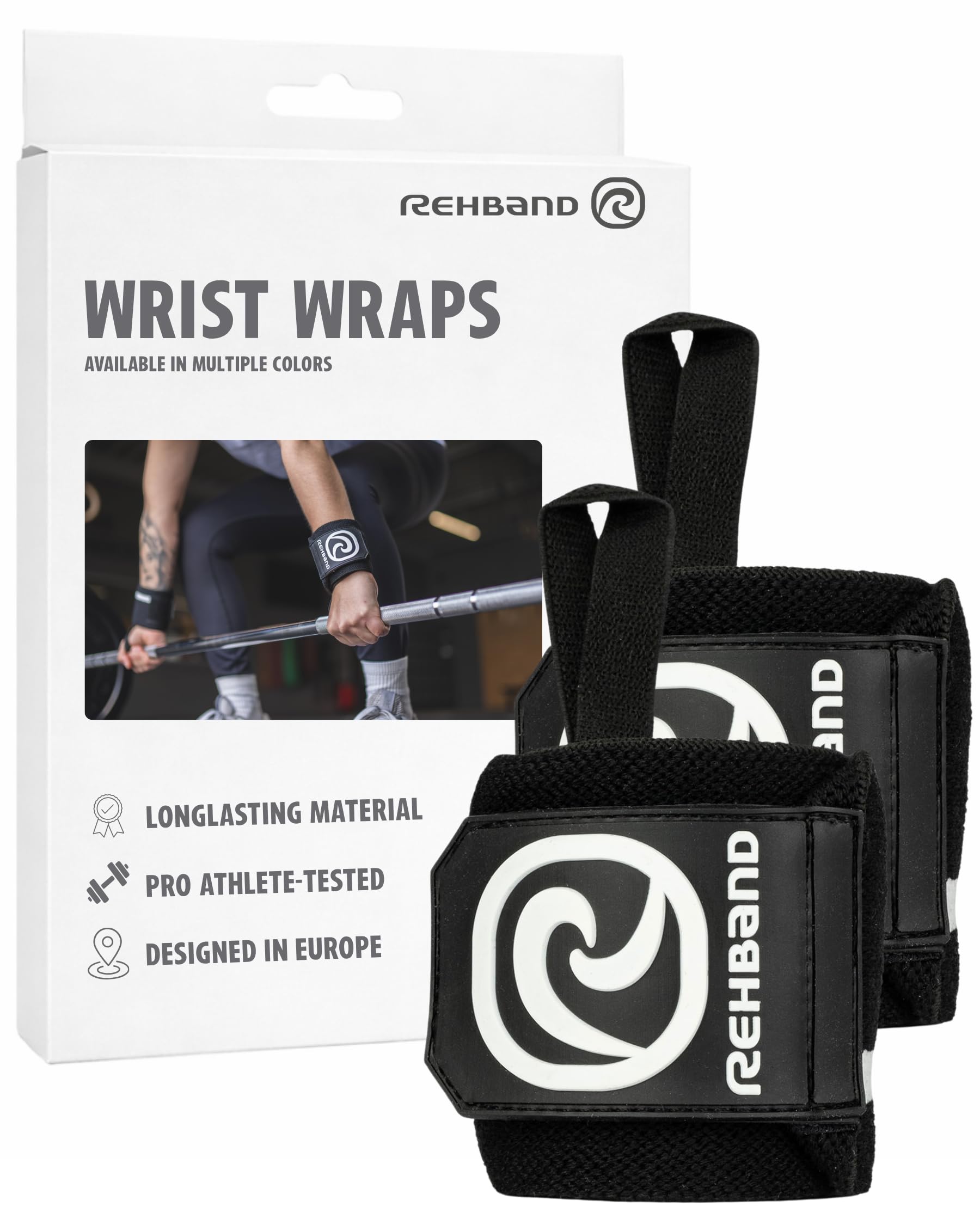 Rehband Wrist Wrap 1 Pair, Wrist Wraps Weightlifting, Training 18 inch, Wrist Wrap, Comfortable & Stabilizing Wrist Supports For Gym, Colour:Black, Size:One Size โ image 1