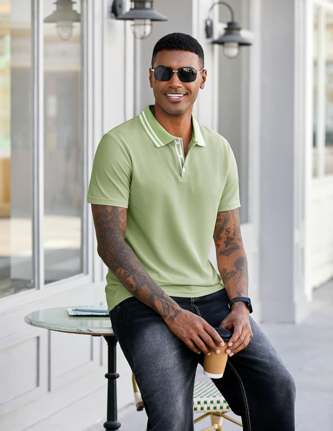 Mens Golf Shirts Athletic Polo Shirts Short Sleeve Lightweight Classic Collared Casual Slim Fit T-Shirt - Image 4