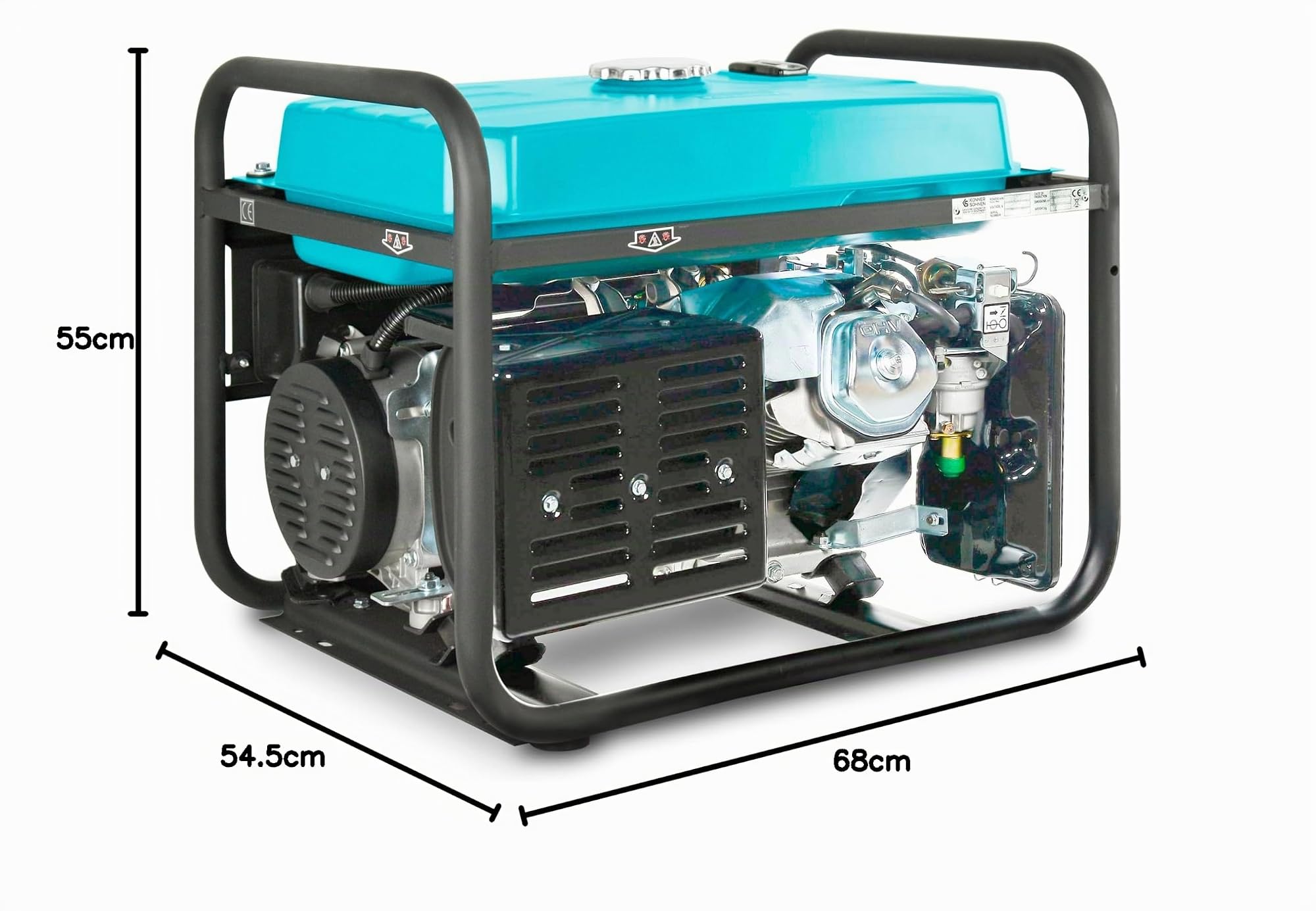 Könner & Söhnen Generador de gasolina KS 7000, generador electrico 5500W, 1x16A, 1x32A (230V), motor original EURO-V, power station con (AVR), indicador aceite, protección ante sobrecarga, pantalla
