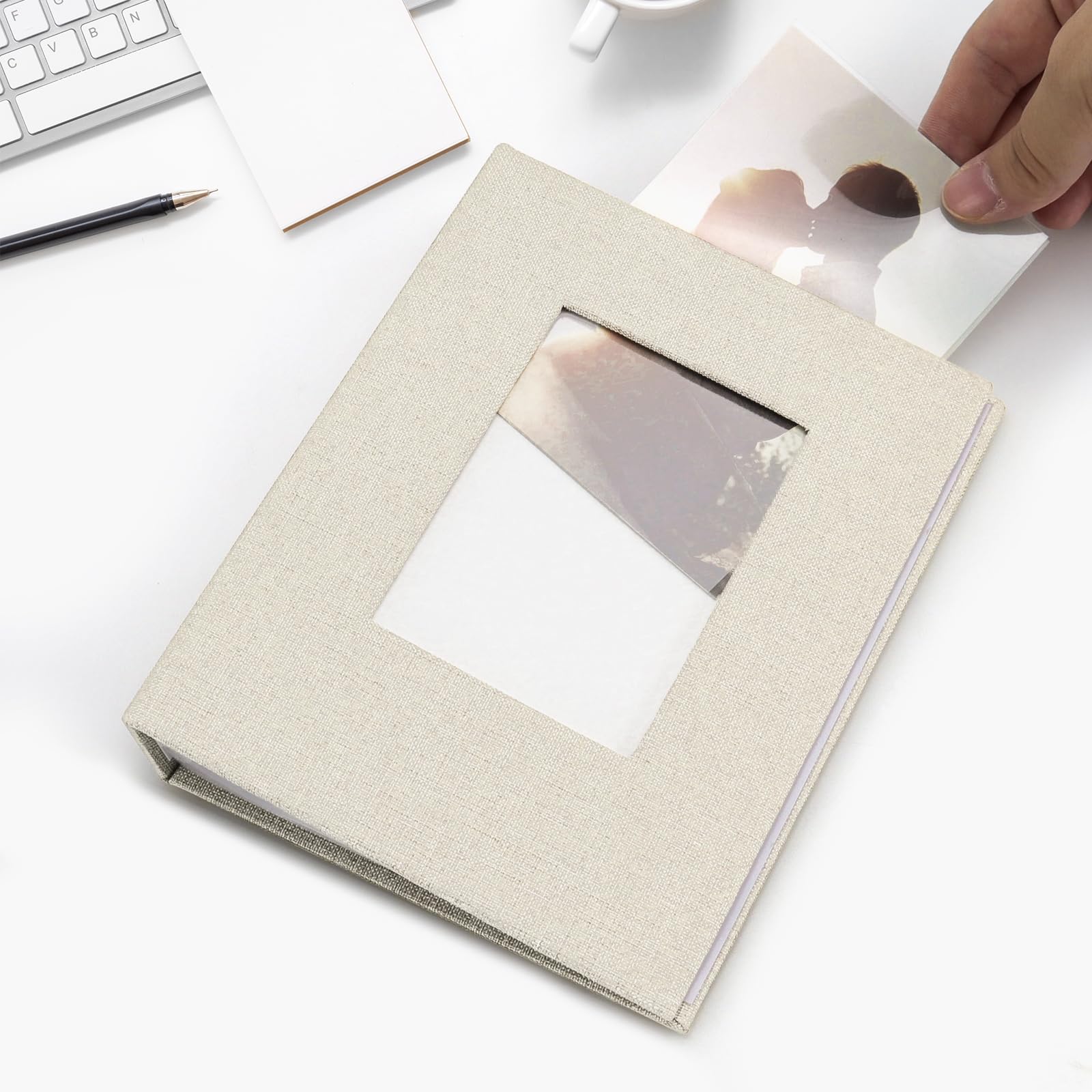 Vienrose Piccole Album Foto 10x15 cm, 2 Confezione Copertina di Lino Mini Album Fotografico, 50 Tasche Tenere 100 Immagini, per Opere d'arte o Cartoline Storage Beige