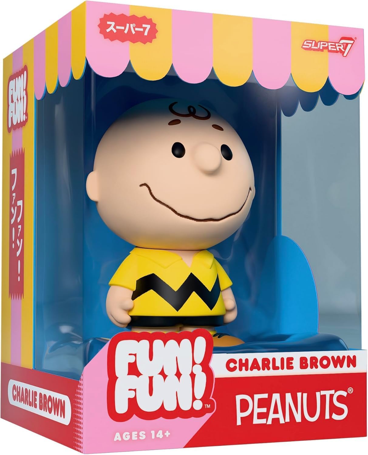 Super7 Fun! Fun! Peanuts Charlie Brown (Yellow) Vinyl Figure - 5" Peanuts Action Figure - Classic Cartoon Fans Collectibles & Retro Toys - Cartoon Model for Collectors & Display Figurine- Comic Strips
