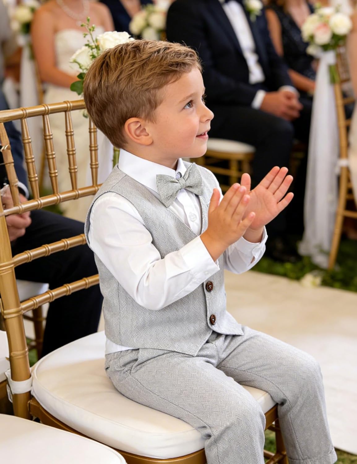 A&J DESIGN 4pcs Baby & Toddler Suit, 12 Months - 5T, Shirt & Pants & Vest & Bow Tie - Image 4