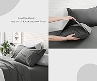 Vista 7 de Juego de sábanas de microfibra con bolsillo profundo, 120 GSM, 2400 TC, para cama individual, individual extragrande, matrimonial, queen y king