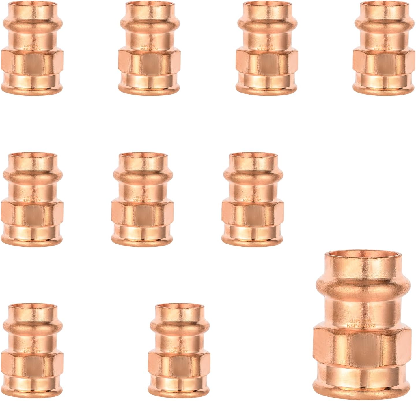 (Pack of 10) EFIELD Press Copper Adapter Fitting, 1/2-Inch Copper Press Fit x 1/2-inch Female Copper Adapter, LBP Design,(PRESS047)