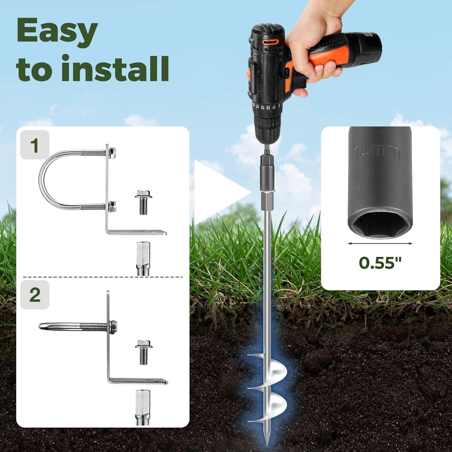 Kingsyard Trampoline Stakes, 20 Total Length Set of 4 Multi-Purpose Ground Anchors Heavy Duty, 3 Wider Spiral Mobile Home Anchors, Shed Anchor Kit for Swing Sets, Carports Kingsyard Trampoline Stakes, 20 Total Length Set of 4 Multi-Purpose Ground Anchors Heavy Duty, 3 Wider Spiral Mobile Home Anchors, Shed Anchor Kit for Swing Sets, Carports