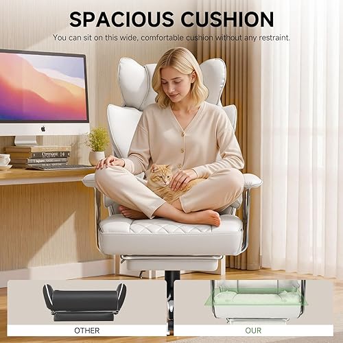 Miniatura 7 de COMHOMA Silla de juegos grande y alta con soporte lumbar de resorte de bolsillo, silla de oficina ergonómica con reposapiés, silla de escritorio