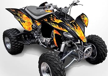 Graphics Kit for Yamaha YFZ 450 - Black On Fire Design