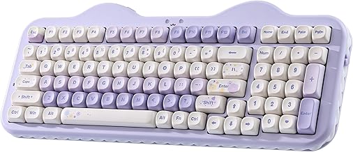 YUNZII C98 Wireless Mechanical Gaming Keyboard with Numeric Keypad, Moa Profile PBT Keys, BT5.0/2.4G/USB-C, Hot-Swap, Gasket Mount, RGB, Pastry Design for Windows/Mac (Purple, Candy Switch)