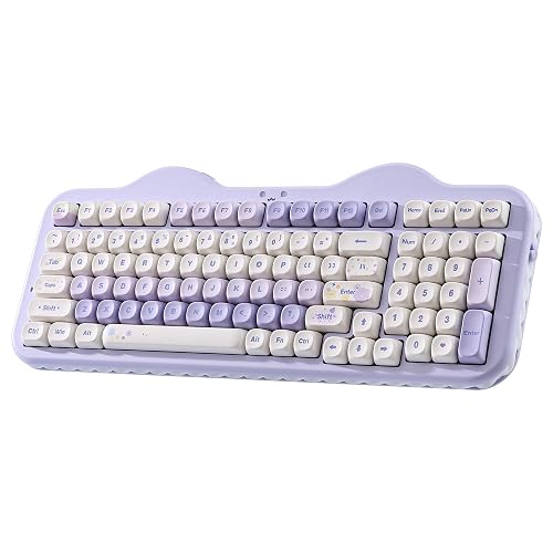 YUNZII C98 Wireless Mechanical Keyboard with Number Pad,99 Key BT5.0/2.4G/USB-C Hot Swap Gasket Mount with PBT MOA Keycaps,Custom RGB,Cute Cake Keyboard for Win/Mac (Purple, Candy Linear Switch)