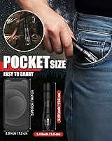 Vista 6 de Victoper Paquete de 2 linternas LED, linterna táctica brillante de alto lúmenes con 5 modos, luz de flash impermeable con zoom, regalos