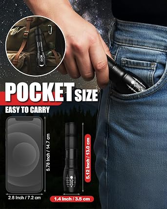 Victoper LED Flashlight 2 Pack, Bright Tactical Torch High Lumens 5 Modes, Waterproof Zoomable Flash Light for Outdoor, Birthday Gifts for Men, Dorm Room Hiking Camping Essentials Gear for Guys