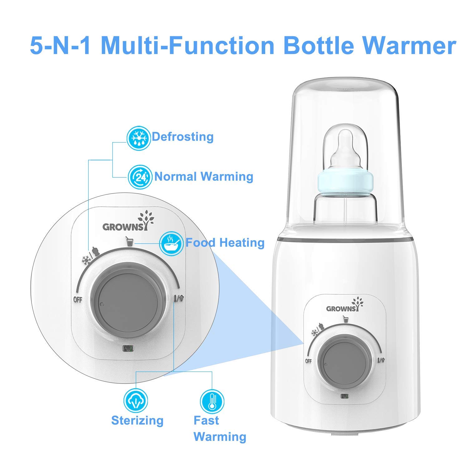 Bottle Warmer, 5-in-1 Fast Baby Bottle Warmer Baby Food Heater&Defrost BPA-Free Warmer for Breastmilk and Formula : Baby