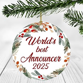 Congrats On New Job Decorations with Name Job Announcer Ornament 2025 - World's Best Announcer, Retirement Party Decorations, Retirement Christmas Ornaments 3 Inch Plastic Flat for Tree