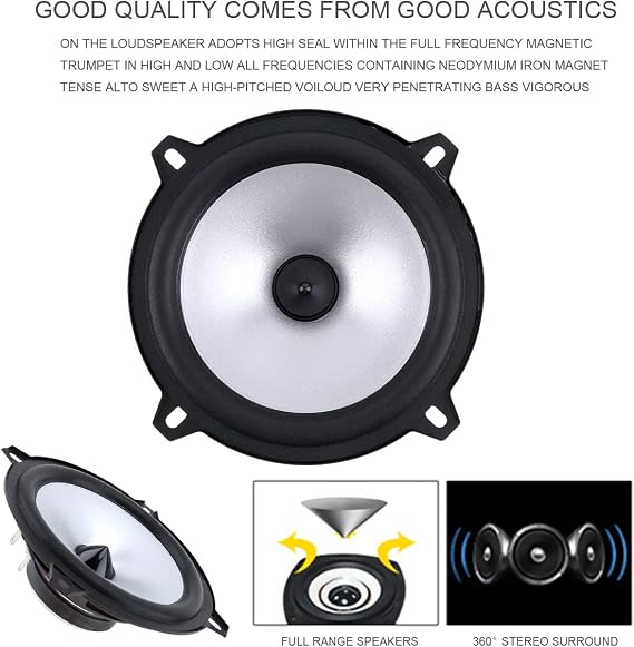 2pcs 5 Inch 60W 2 Way Coaxial Car Speakers Automobile HiFi Full Range Frequency Sensitivity Power Loudspeaker