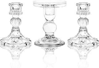 Unity Candle Holder - Glass Candle Holder for Pillar Candle and Taper Candle, Clear Unity Candle Holder Set of 3, Decorative Candlestick Holder Glass Candle Stand for Wedding Table Centerpiece Dinning
