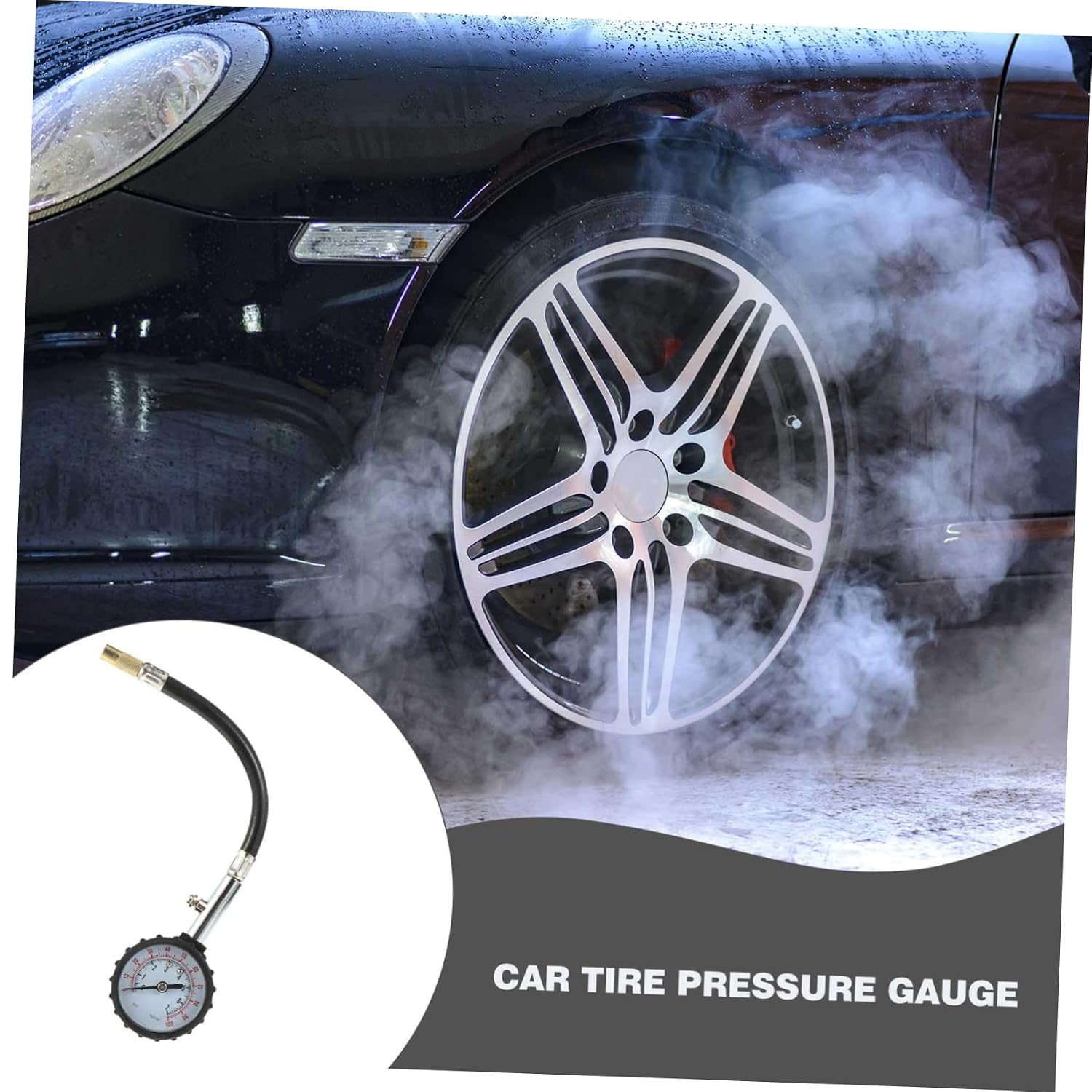 Tire Pressure Gauge with Hose 0-100psi Auto Inflator Meter
