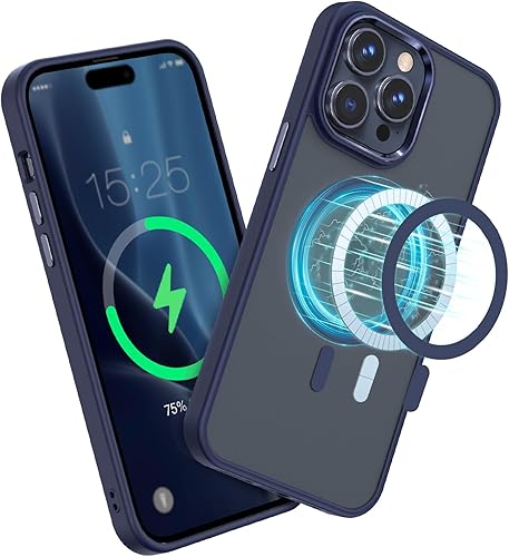 MATEPROX Fundas magnéticas para iPhone 15 ProMax, compatibles con MagSafe Ultra Slim an-ti, funda protectora amarilla translúcida mate para iPhone